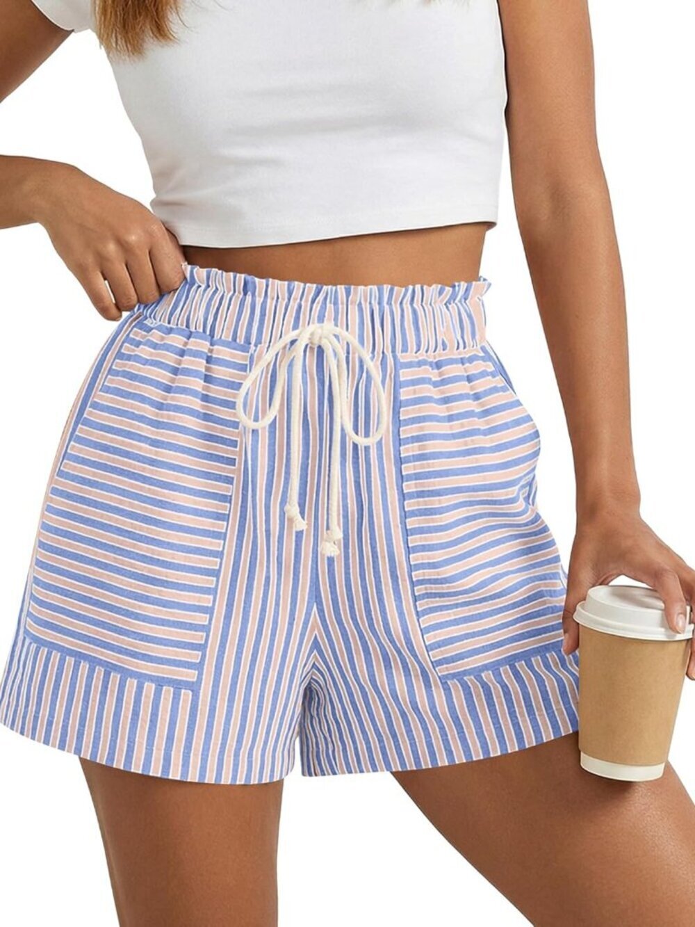 Lightweight Blue Striped Lounge Shorts - Perfect for Spring & Summer Trips